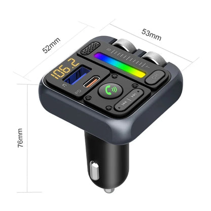 TASX MT04 Car Bluetooth Adapter FM Transmitter HiFi MP3 Player with Type-C + USB Car Charger