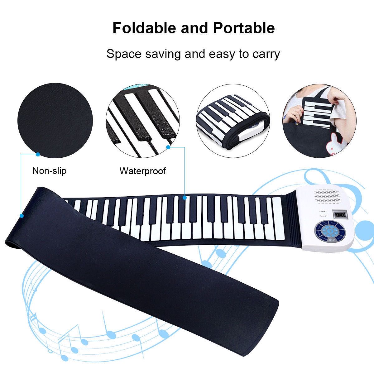 TASX Hand Roll Piano Pads Flexible Battery USB Powered (88 Keys)