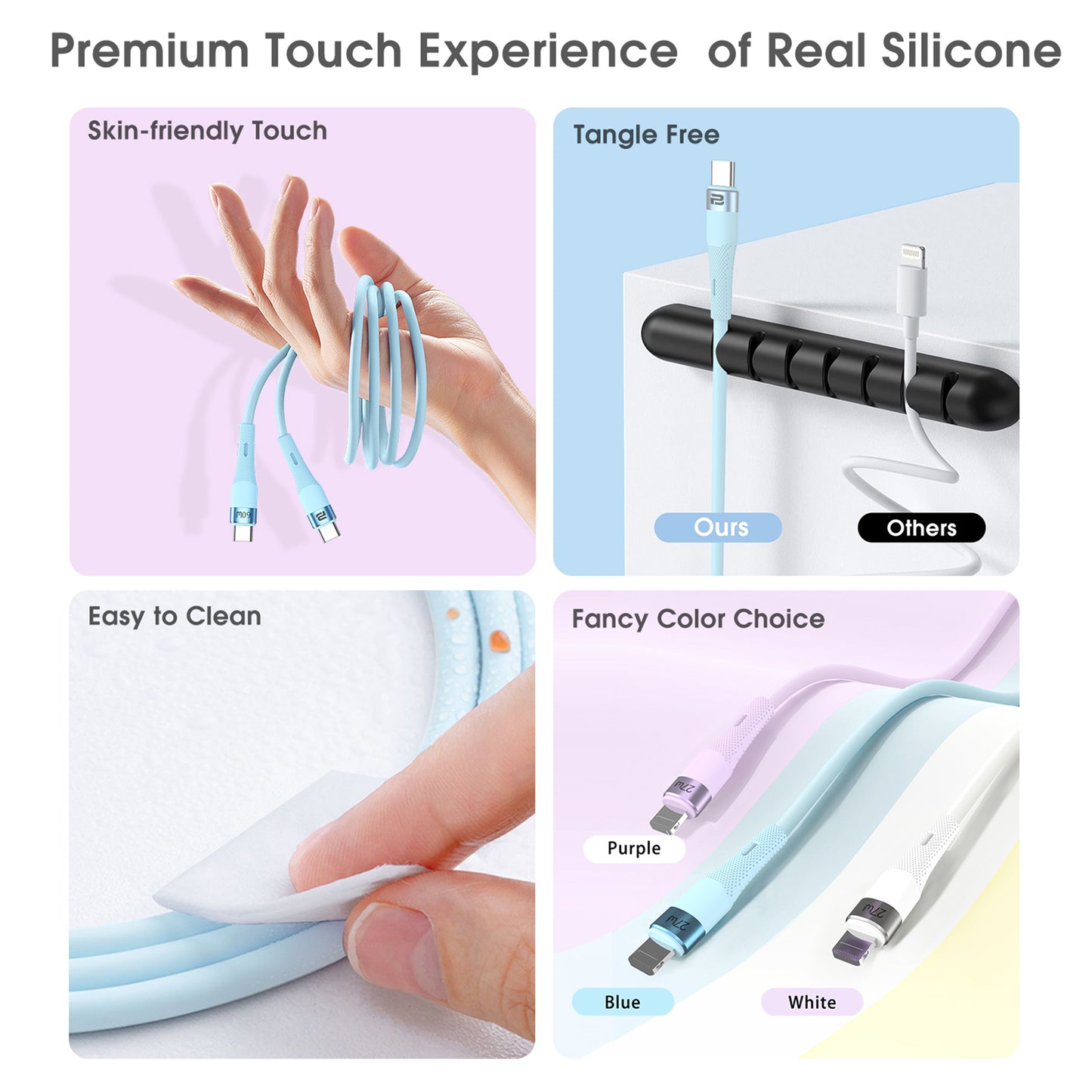USB-C to Lightning Charge & Sync Cable 1.2M (Soft Silicon)(27W)
