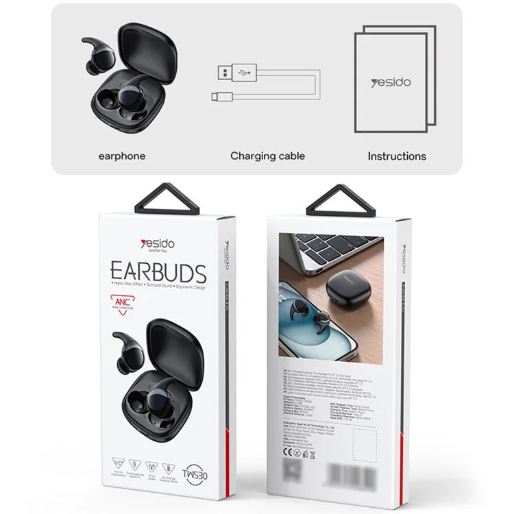 YESIDO TWS30 Wireless Earbuds Bluetooth ANC Noise Cancelling Earphones