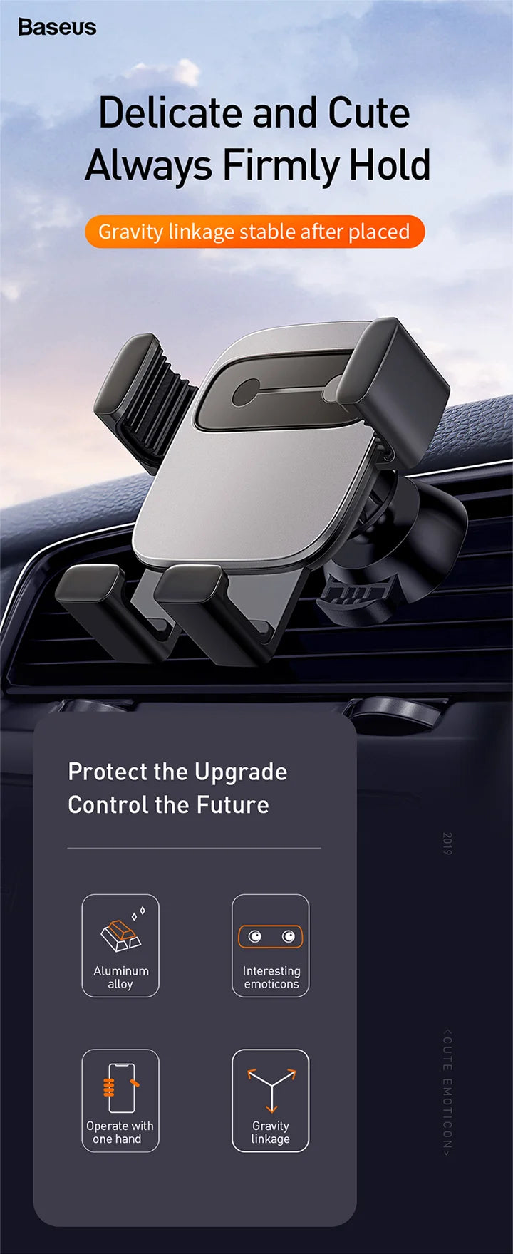 BASEUS Car Phone Holder – Air Vent Gravity Mount for Navigation & Vehicle