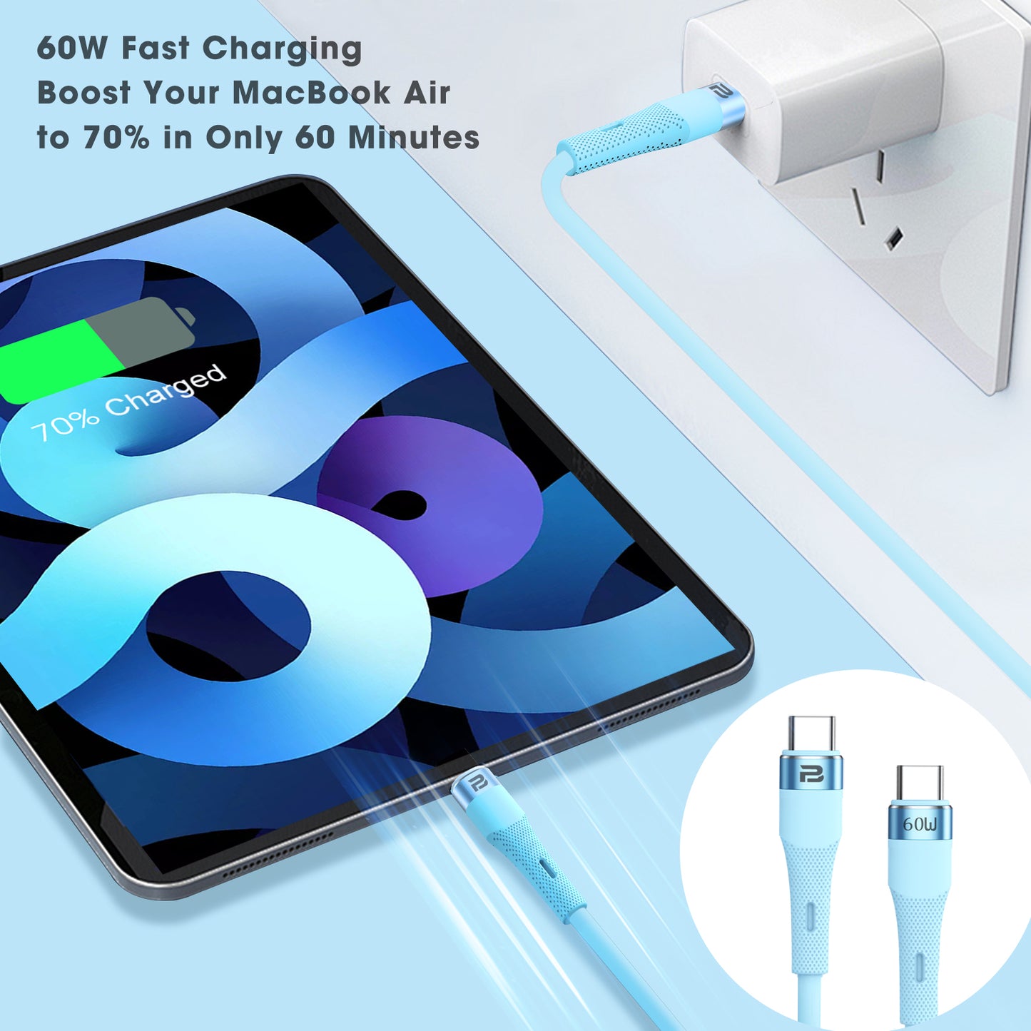 USB-C to USB-C Charge & Sync Cable 1.2M (Soft Silicon)(60W)