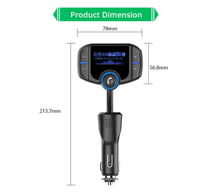 TASX BT70 1.65 LCD Display Dual USB QC3.0 Car Charger FM Transmitter Bluetooth Hands-Free MP3 Player