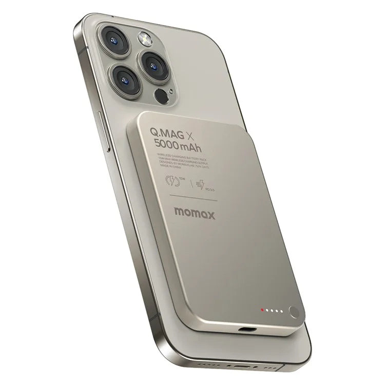 MOMAX Ultra Thin Metal Magsafe Wireless PowerBank (5000mAh)