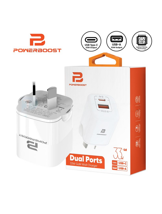 Power Boost USB-C & USB-A Fast Charging Power Adapter 33W