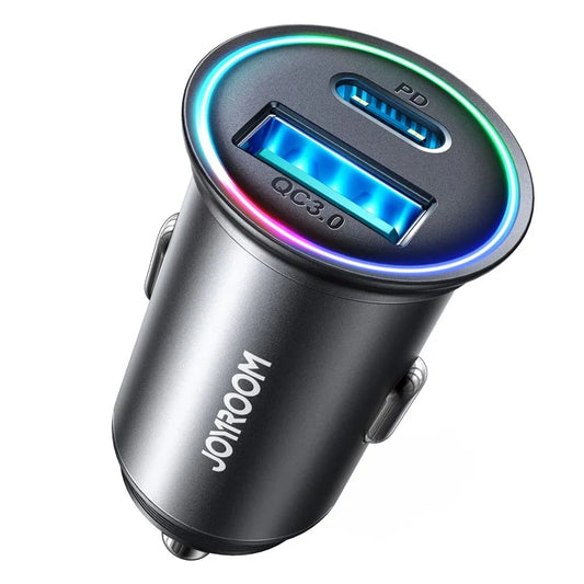 JOYROOM JR-CCN04 60W Fast Charging Mini Metal Car Charger Dual-Port USB-A & Type-C