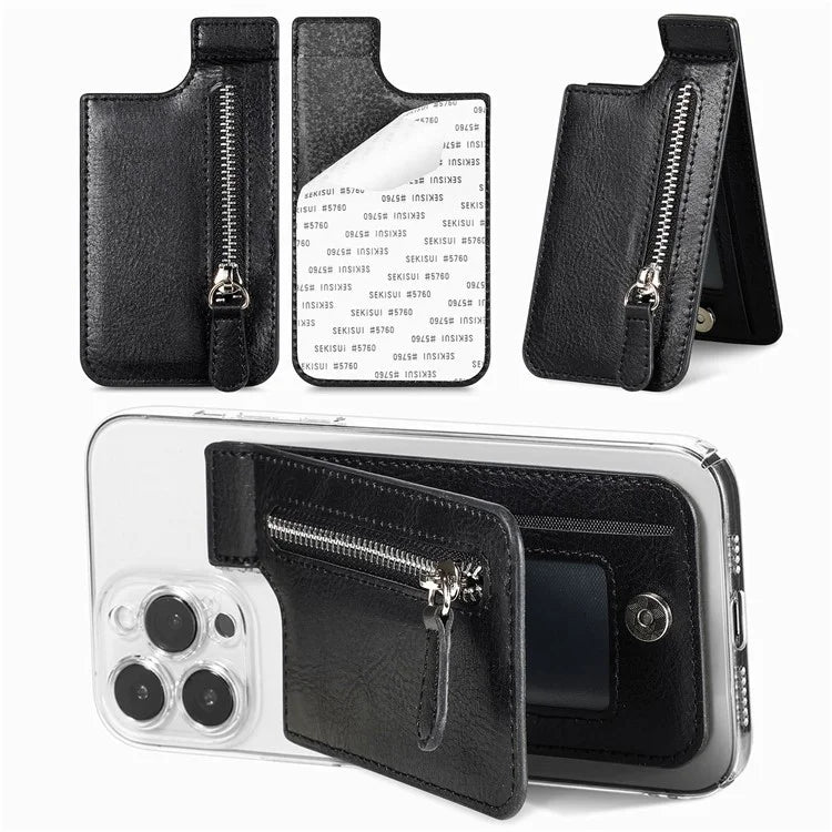 TASX KB-29 Retro Leather  Card Holder – Multifunctional Wallet with Kickstand & Zipper