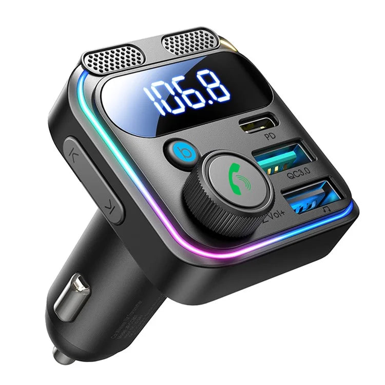 JOYROOM JR-CCB01 Bluetooth FM Transmitter 48W Car Charger with Dual Microphones & Hands-Free Calling