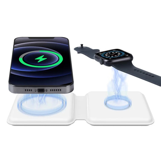 TASX 15W 2-in-1 Magnetic Charging Dock Dual Panel Wireless Charger for iPhone iWatch