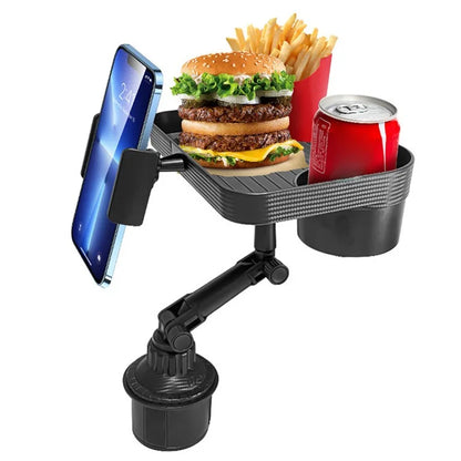 TASX SB-6088 Car Cup Holder Tray with 360° Rotating Table and Phone Stand