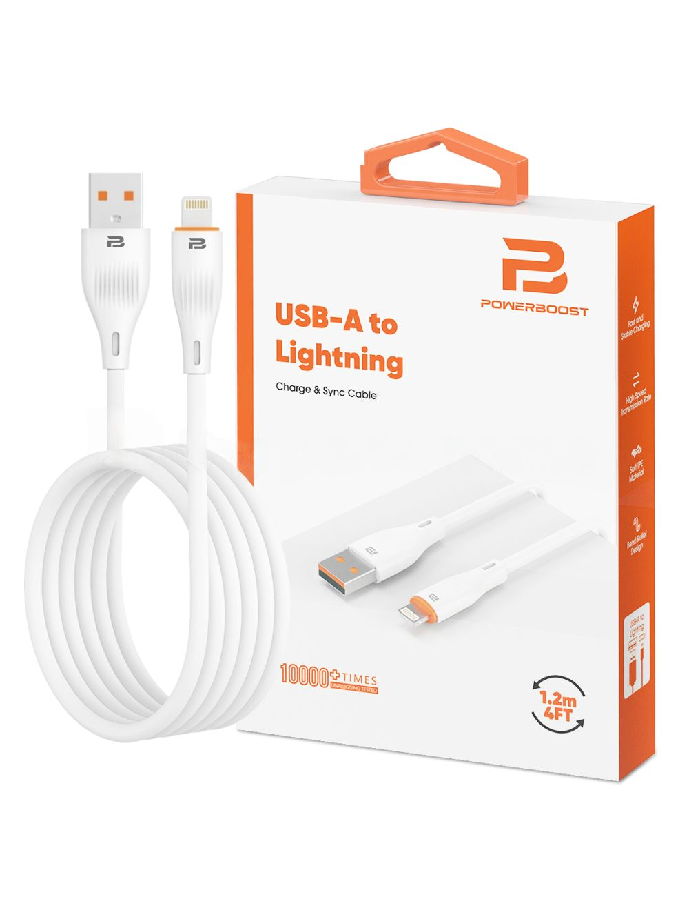 USB-A to Lightning Charge & Sync Cable 1.2M