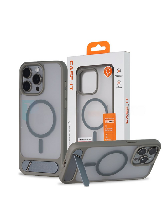 Case It IPhone 15 Pro Max MetalEase Metal Kickstand Soft Grip Matte Case
