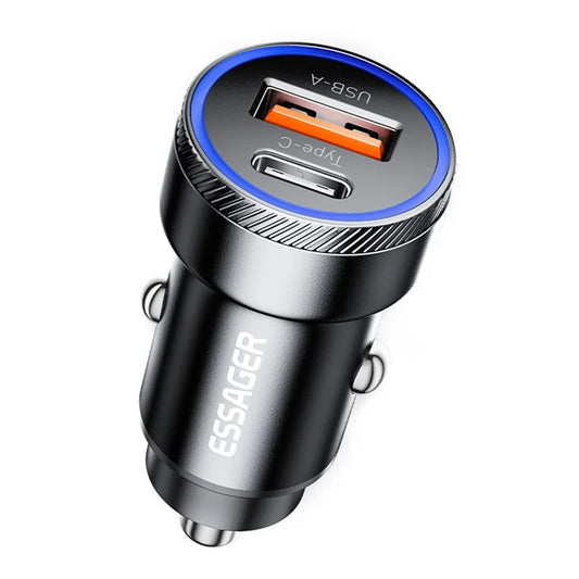 ESSAGER 54W USB + Type-C Fast Car Charger (ABS + Aluminum Alloy)