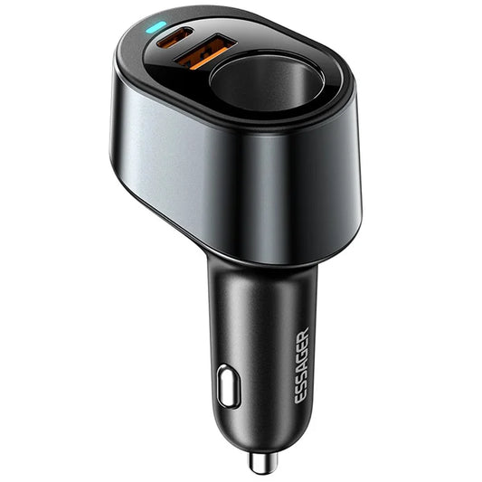 ESSAGER 120W USB + Type-C Car Charger Adapter with Cigarette Lighter Socket