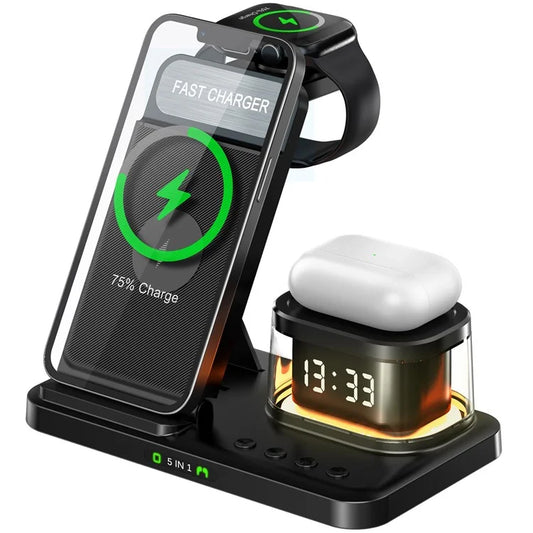 TASX H33 5-in-1 Wireless Charger Folding Charging Station with Night Light