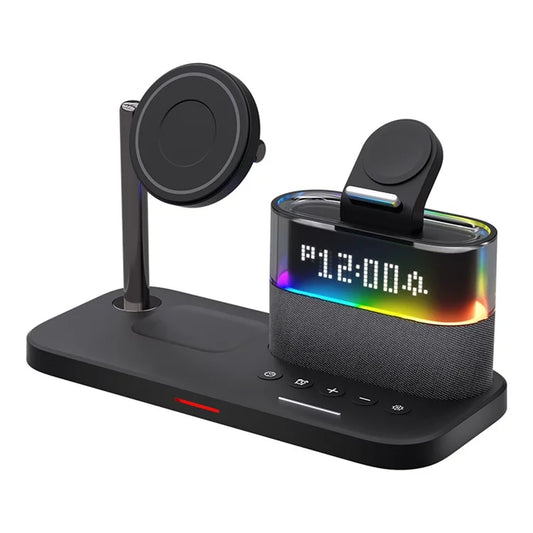 TASX C09 Magnetic Wireless Charging Station for with Alarm Clock Night Light