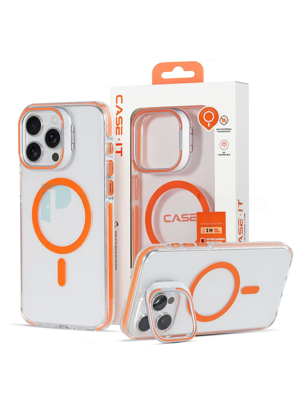 Case it IPhone 15 Pro Max MagicCam Series Camera Ring Kickstand Transparent Case