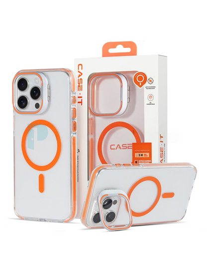 Case it IPhone 15 Pro Max MagicCam Series Camera Ring Kickstand Transparent Case