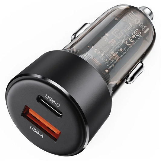 ACEFAST B12 60W USB-A + Type-C Car Charger Cigarette Lighter Fast Charging Adapter