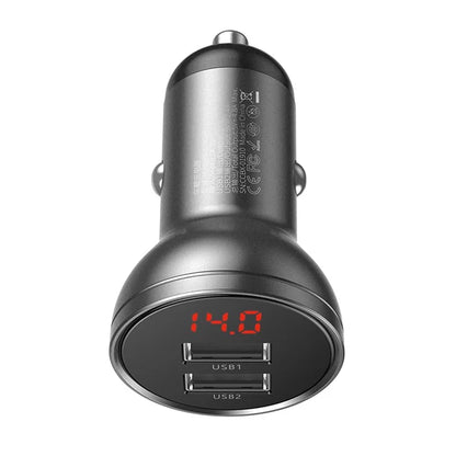 BASEUS 24W Dual USB Car Charger – 4.8A Quick Charge Adapter with Digital Display