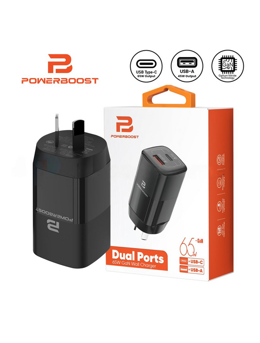 Power Boost USB-C & USB-A Fast Charging Power Adapter 65W
