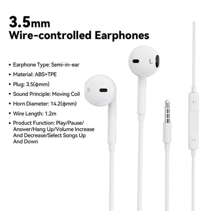 ESSAGER EJ01 3.5mm Wired Earphones with Deep Bass & In-line Control