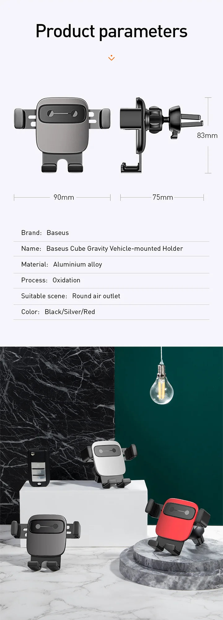 BASEUS Car Phone Holder – Air Vent Gravity Mount for Navigation & Vehicle