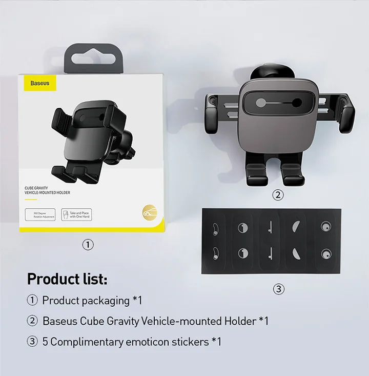 BASEUS Car Phone Holder – Air Vent Gravity Mount for Navigation & Vehicle