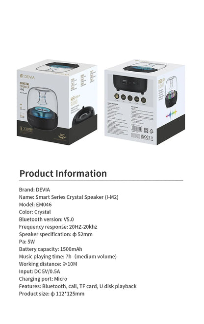TASX Smart Series EM046 Crystal Bluetooth Speaker with RGB Light and HiFi Sound