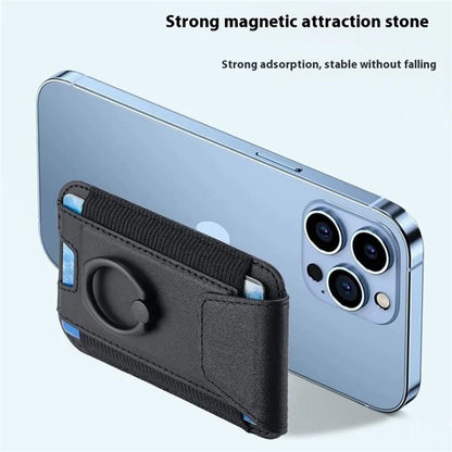 TASX MagSafe Card Holder – PU Leather Sleeve with Ring Grip & Kickstand