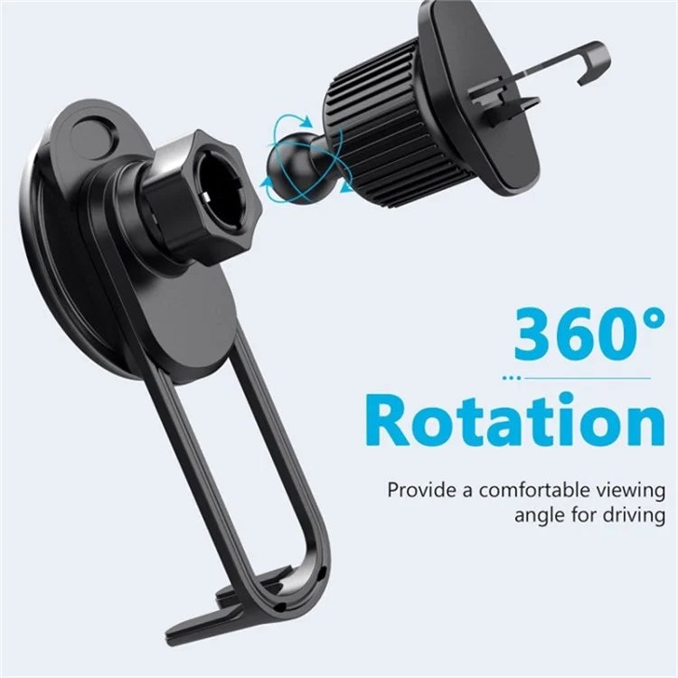 TASX LE-11 Car Phone Holder – 360° Rotating MagSafe Mount with Air Vent Clip