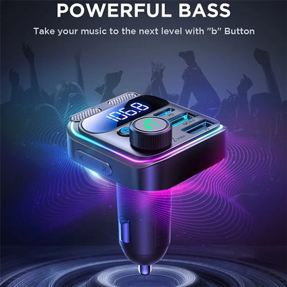 JOYROOM JR-CCB01 Bluetooth FM Transmitter 48W Car Charger with Dual Microphones & Hands-Free Calling