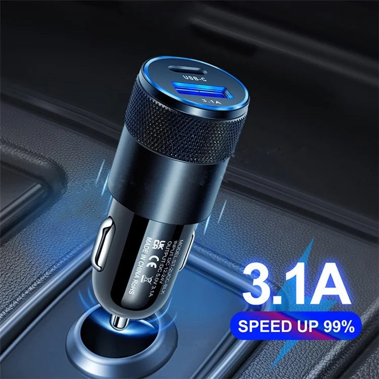 TASX A6174 15W 3.1A USB + PD Type-C Mini Car Charger