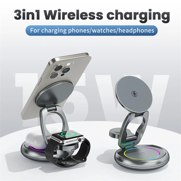 TASX LFX-208 RGB 3-in-1 Wireless Charger 15W Fast Wireless Charger