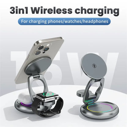 TASX LFX-208 RGB 3-in-1 Wireless Charger 15W Fast Wireless Charger