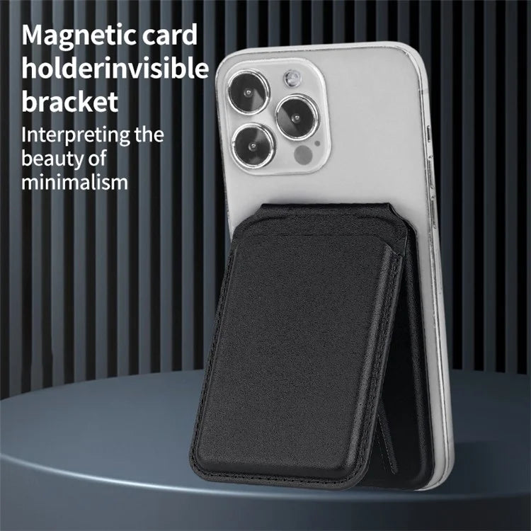 TASX Bi-Fold PU Leather MagSafe Card Holder – Foldable Kickstand Function