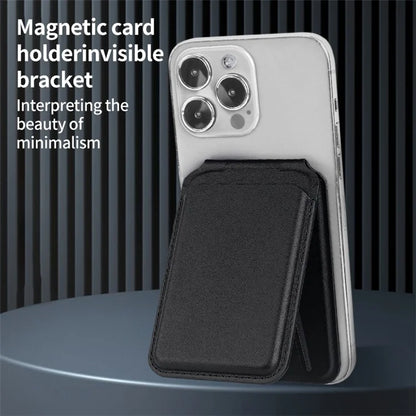 TASX Bi-Fold PU Leather MagSafe Card Holder – Foldable Kickstand Function