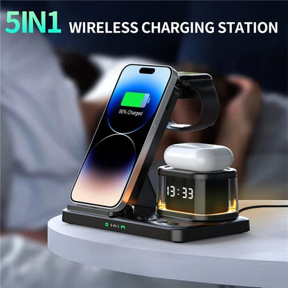 TASX H33 5-in-1 Wireless Charger Folding Charging Station with Night Light