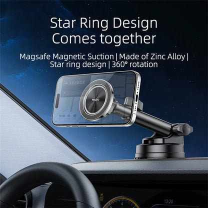 YESIDO C179 Suction Cup Car Mount – Strong MagSafe Zinc Alloy Phone Holder Bracket