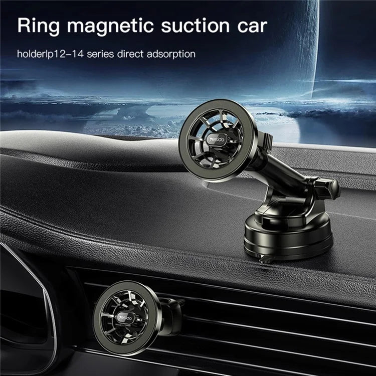 YESIDO C158 Ring-Shaped MagSafe Car Mount – Suction Cup Holder with Air Outlet Clip