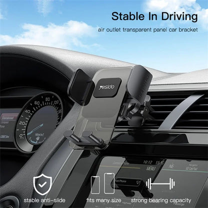 YESIDO C163 Car Phone Holder – Air Outlet Mount with Transparent Panel