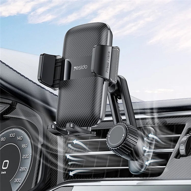YESIDO C242 Adjustable Car Phone Holder – Air Vent Mount with Hook Clip