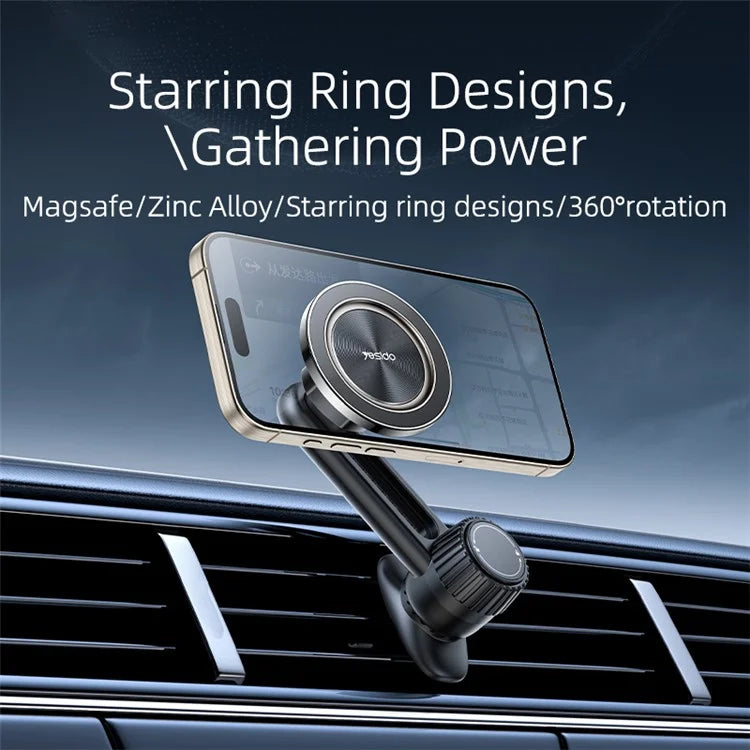 YESIDO C168 MagSafe Car Phone Holder – 360° Rotating Air Outlet Clip
