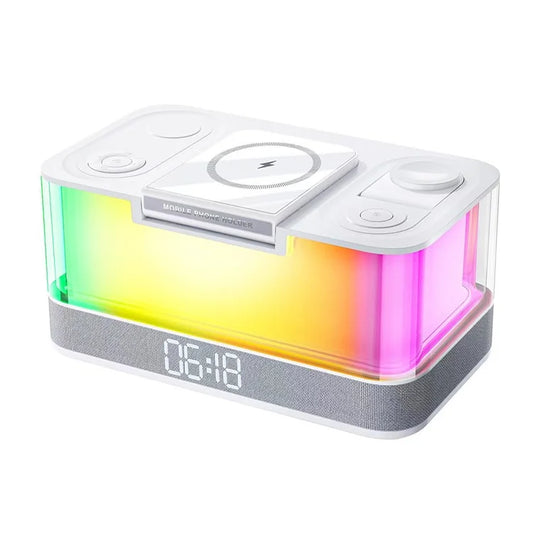 TASX QXF-R8 Bluetooth Speaker with Clock, Light & Wireless Charger