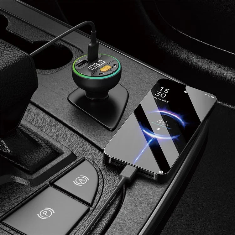TASX C9 Multifunctional Bluetooth Car MP3 Player with USB Type-C Charger and Digital Display FM Transmitter