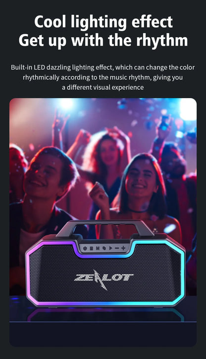 ZEALOT S57 Portable Bluetooth Speaker with Colorful Lights