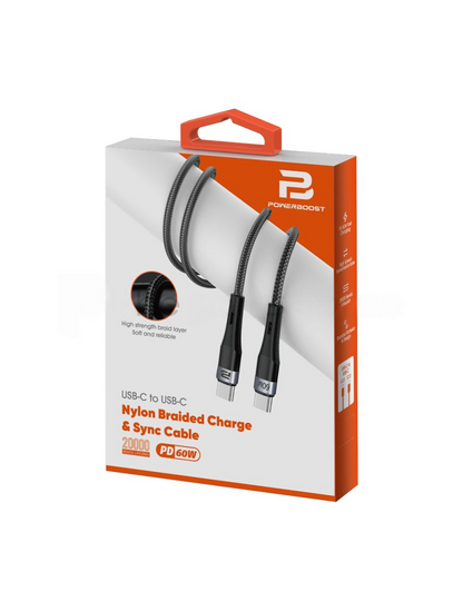 USB-C to USB-C & Sync Cable 2M (Nylon Braided)(60W)