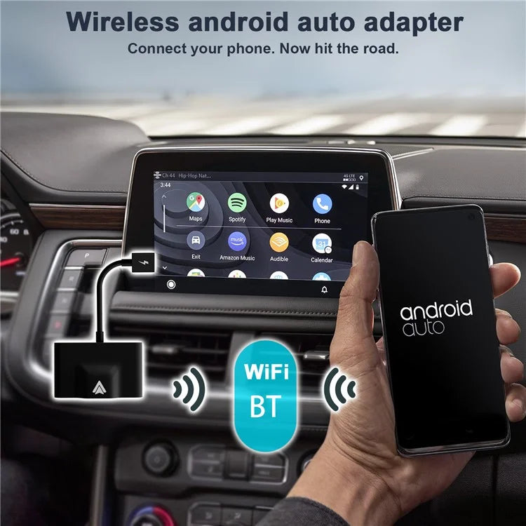 TASX THT-020-3+ Wireless Android Auto Adapter, Wired to Wireless Converter, USB and Type-C Port Support