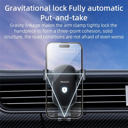 YESIDO C243 Car Phone Holder – Air Vent Gravity Mount with ABS + Aluminum Alloy