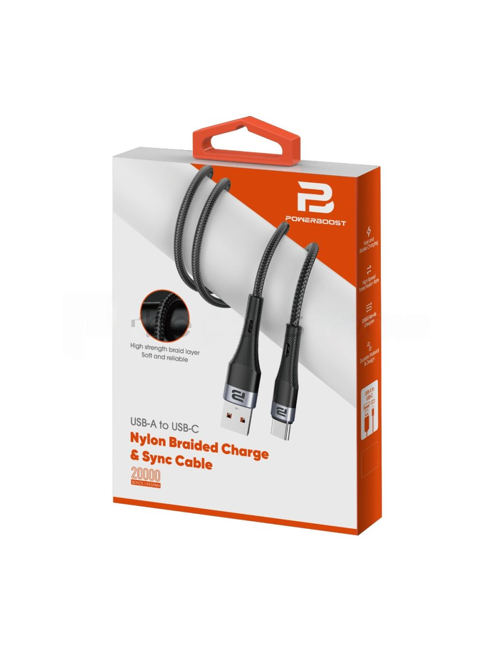 USB-A to USB-C Charge & Sync Cable 1.2M (Nylon Braided)